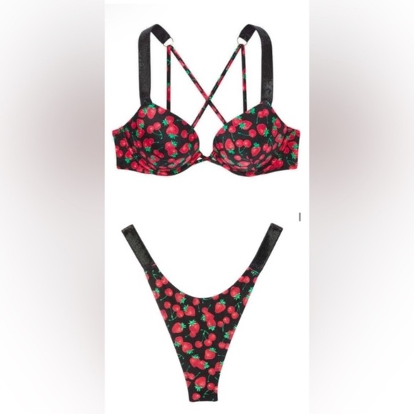 New! Victoria’s Secret strawberry Bombshell thong Bikini SET 4725 - Picture 1 of 13